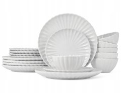 Set farfurii din portelan PEARL 18 buc alb