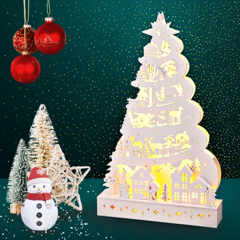 Dekorácia na vianočný stromček s LED osvetlením 45 cm biela