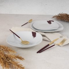Set de farfurii de masă 18 buc Leonardo Collection alb-burgundy