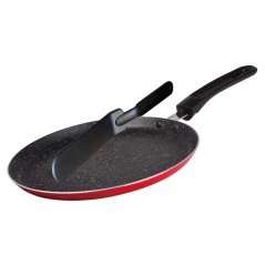 Pánev na palačinky s obracečkou 24 cm červená