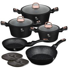 Sada nádobí s mramorovým povrchem 10 ks Black Rose Collection