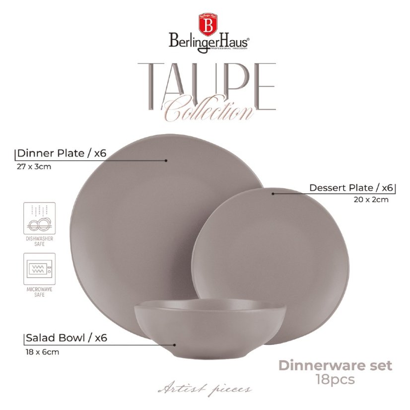 Jídelní sada talířů 18 ks Taupe Collection
