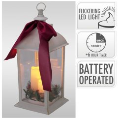 Lampa s LED sviečkami, plast/sklo, 20 × 49 cm, biela
