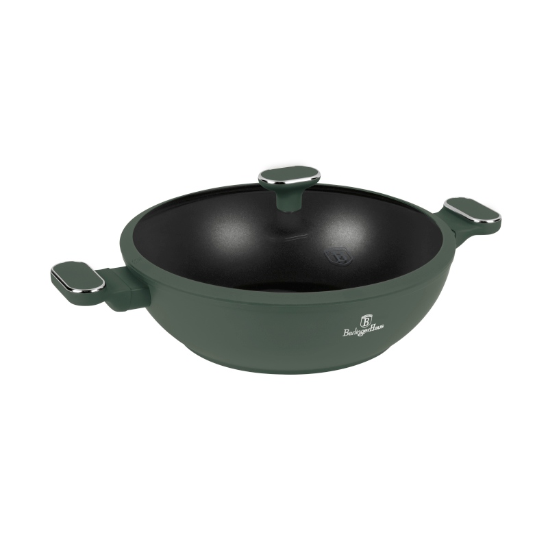 Pánev wok s poklicí a titanovým povrchem 30 cm Matte Green Collection