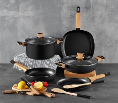 Caserola cu suprafata antiaderenta si capac 24 cm Earth Black