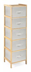 Estantería de bambú G21 con 5 cestas, beige