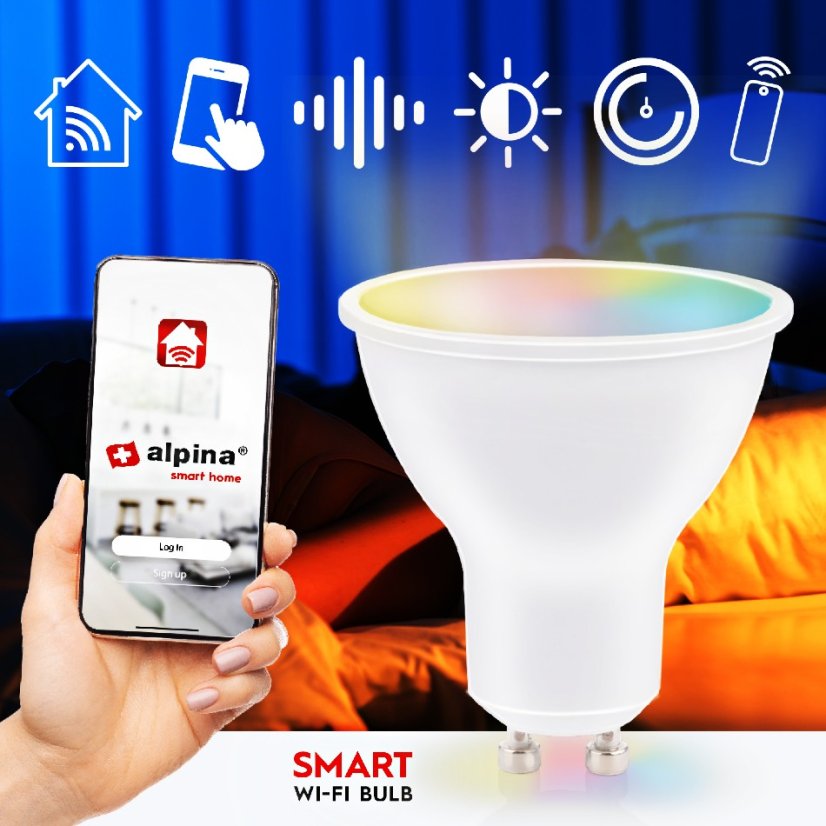 Bec inteligent LED RGB WIFI alb + culoare GU10