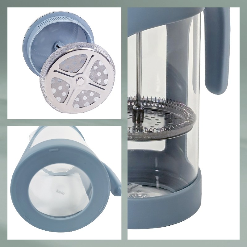 Konvice na čaj a kávu frenchpress kouřově modrá 1l