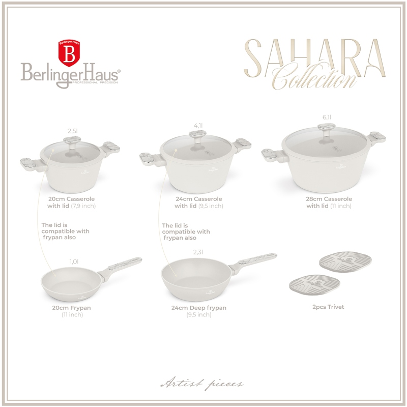 Sada nádobí s titanovým povrchem 10 ks Sahara Marble Collection