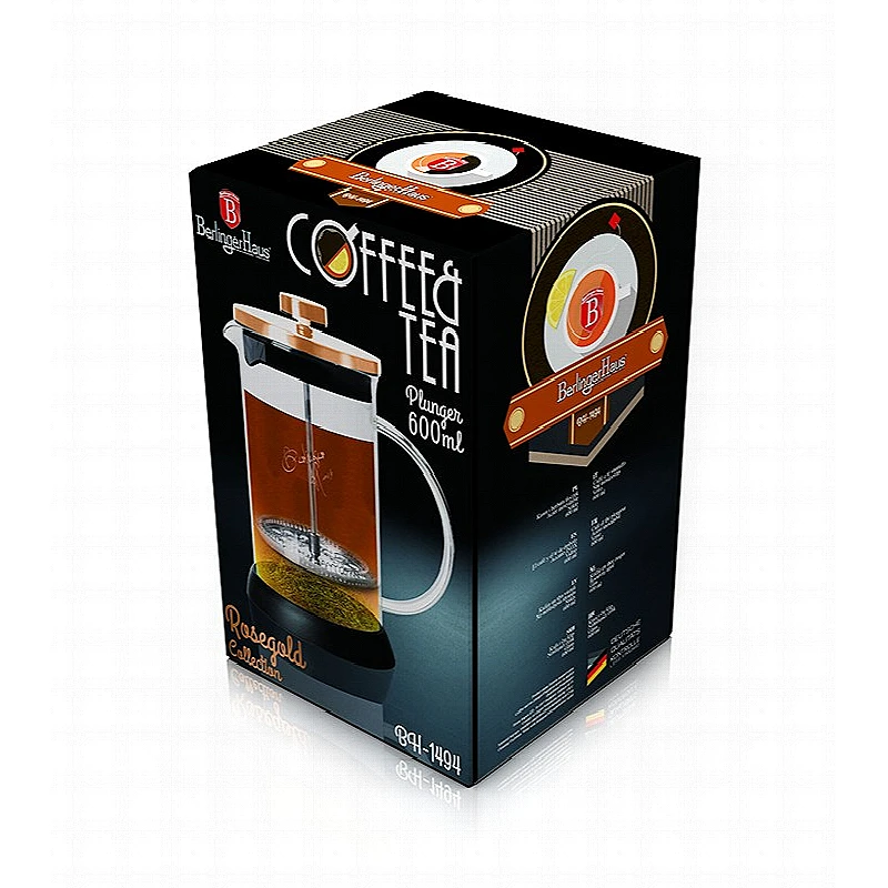 Ceainic și filtru de cafea French Press 600 ml Colecția Rosegold