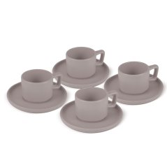 Set de cești espresso cu farfurioare 8 buc 100 ml Colecția Taupe Set de cești espresso cu farfurioare 8 buc 100 ml Colecția Taupe