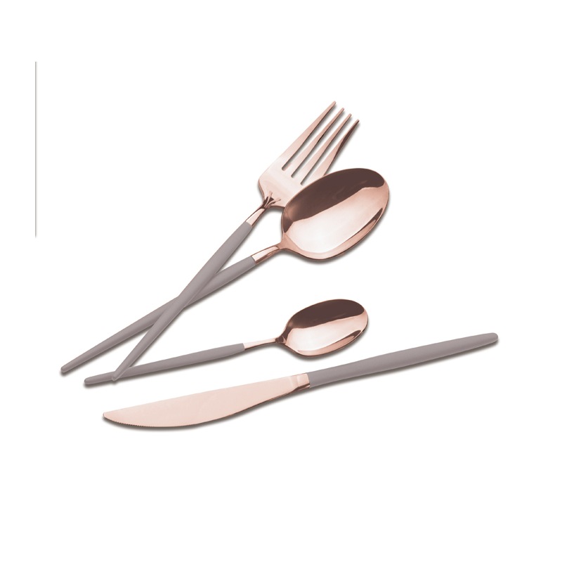 Sada příborů nerez 24 ks leštěná Taupe - Rose Gold