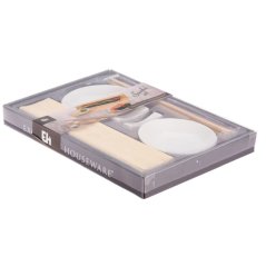 Sushi set porcelán / bambus sada 7 ks bílá
