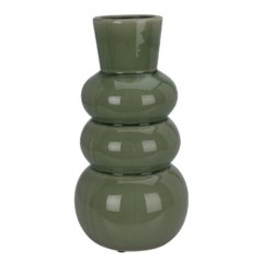 Váza 3 bubliny 30 cm zelená