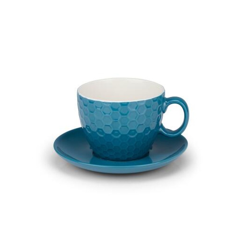 Cești și farfurioare pentru cappuccino ALPINA set de 8 albastru închis