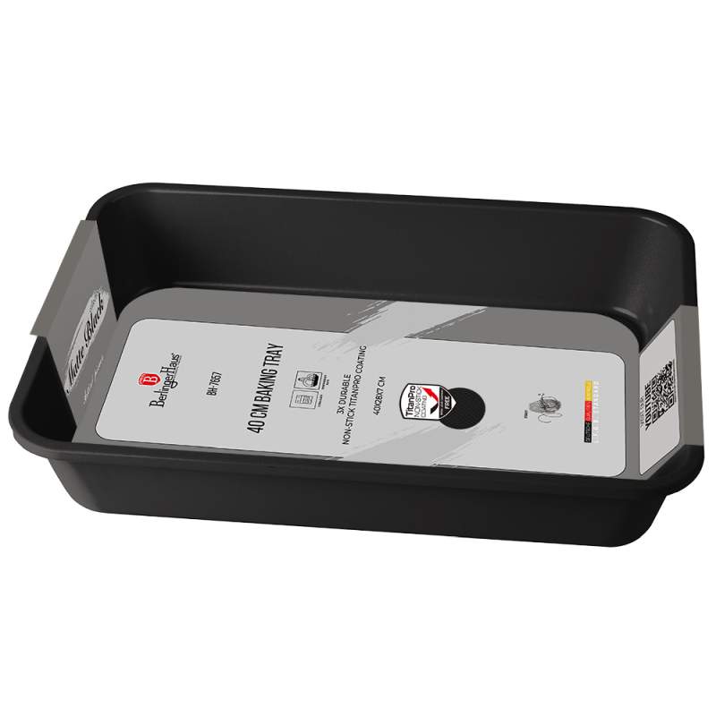 Bandeja de horno con superficie de titanio Colección Negro Mate 40x28,5x7 cm