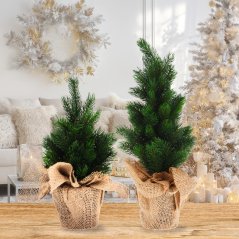 Vianočná dekorácia stromček v jutovom vreci 30 cm Vianočná dekorácia stromček v jutovom vreci 30 cm