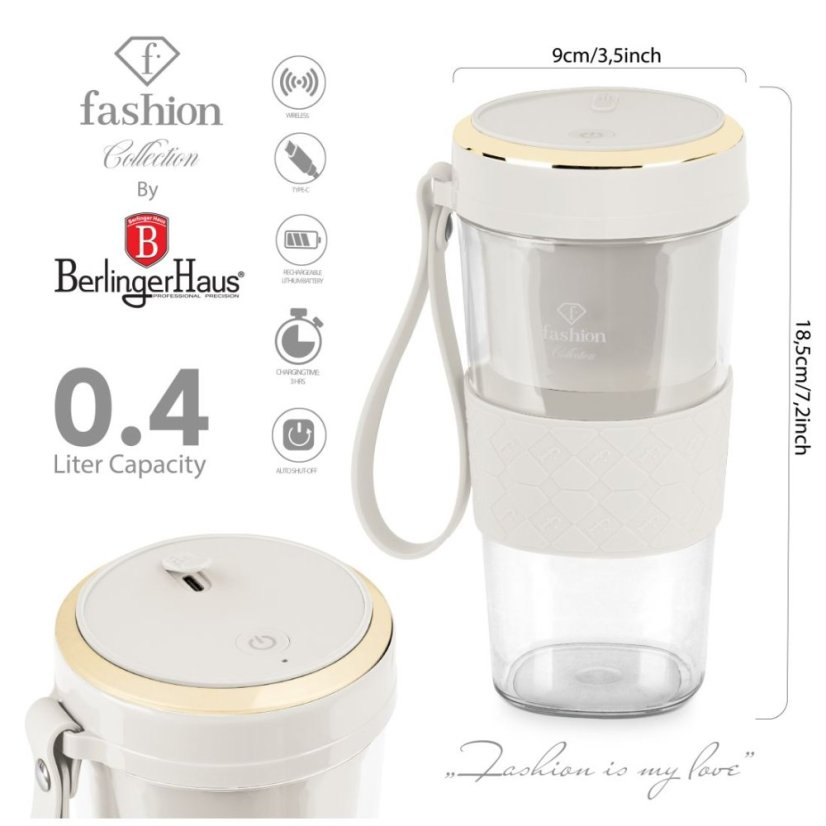 Blender portabil pentru smoothie cu USB-C din colecția Cream Gold
