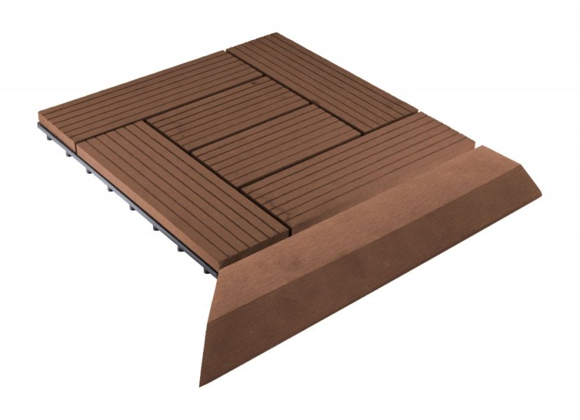 Bandă de tranziție G21 Cherry pentru plăci WPC, colț 38,5 x 7,5 cm (stânga)