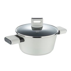 Caserolă cu capac cu strat antiaderent LINES 20 cm gri-alb