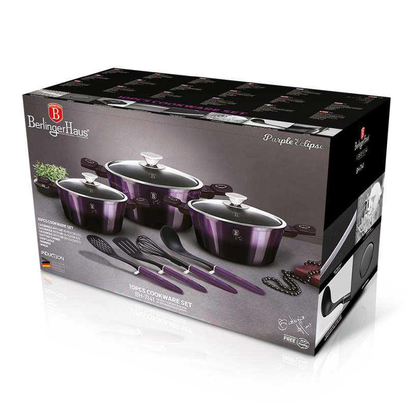 Sada nádobí s titanovým povrchem 10 ks Purple Eclipse Collection
