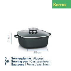Tava patrata cu capac aroma 28 cm KERROS
