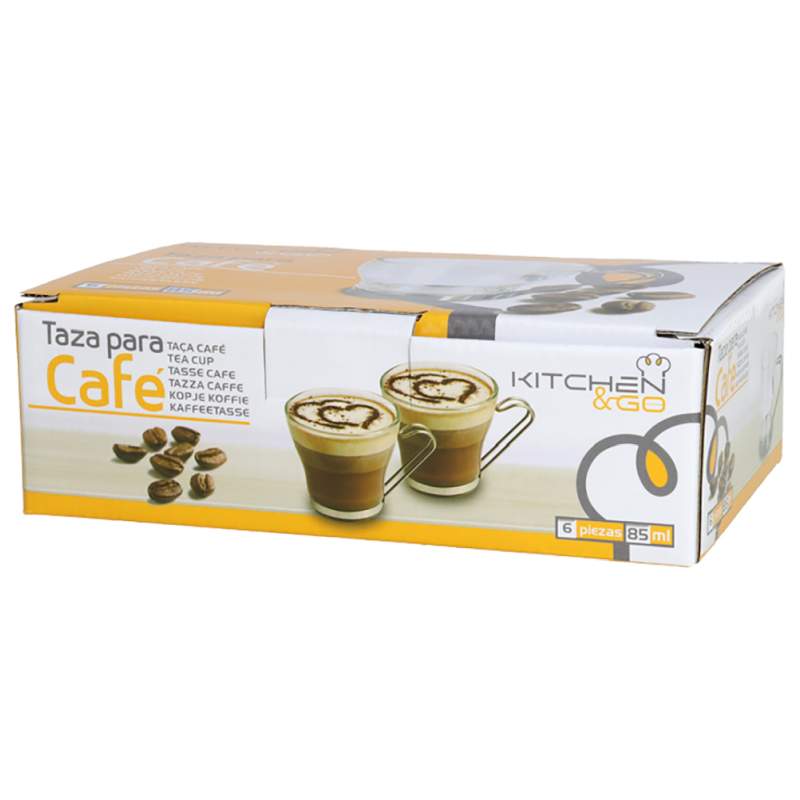 Cana espresso din sticla 85 ml set 6 buc