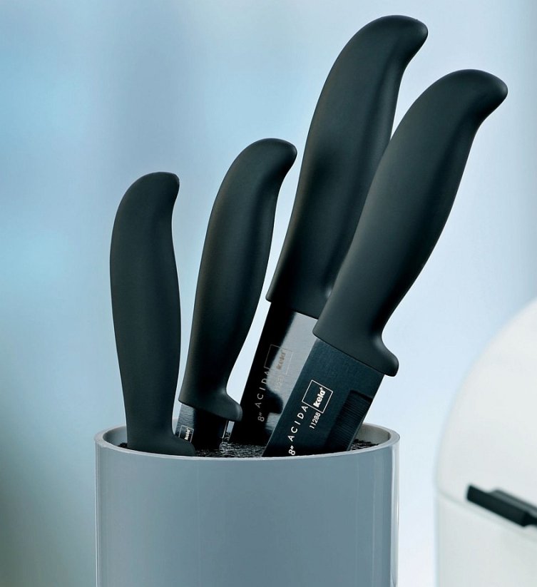 Súprava kuchynských nožov 5 ks v stojane ACIDA sivá