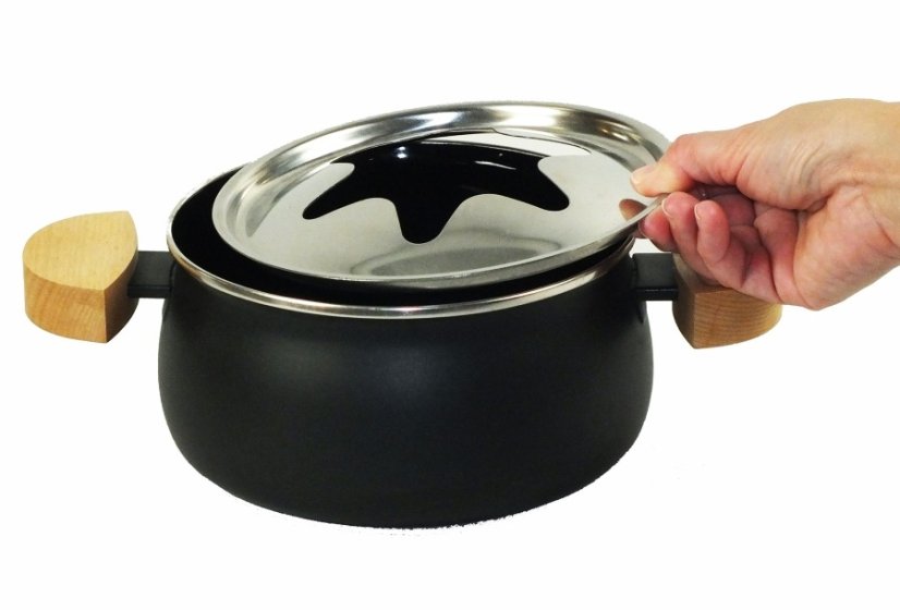Fondue sada 23 ks NATURA smalt / keramika / dřevo