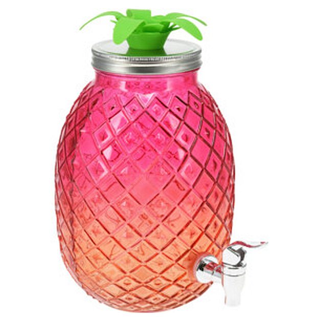 Dávkovač nápojov sklenený 4,5 l fialová / oranžová