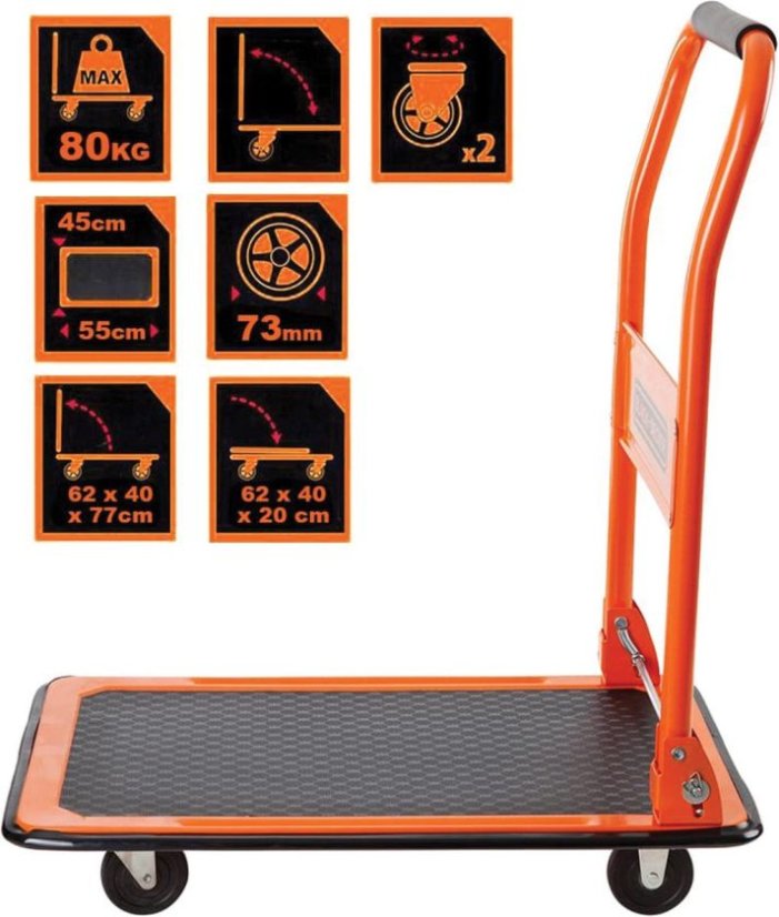 Carucior cu platforma pliabila 80 kg BLACK&amp;DECKER