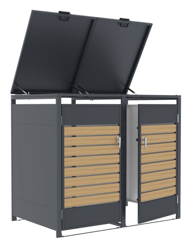 Adăpost pentru pubele G21 132x117x80 cm, culoare antracit cu decor imitație de lemn