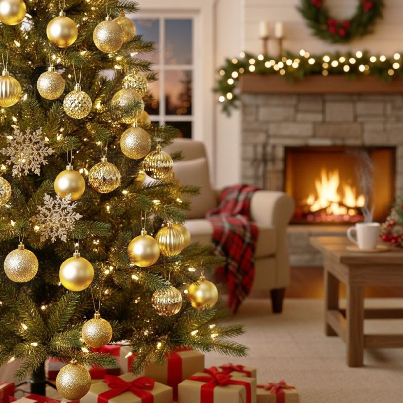 Vánoční ozdoby sada 57 ks zlatá