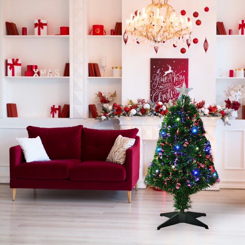 Vánoční stromeček s LED osvětlením 90 cm barevný