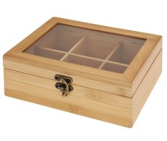 Krabička na čaj drevená 6 priehradok
