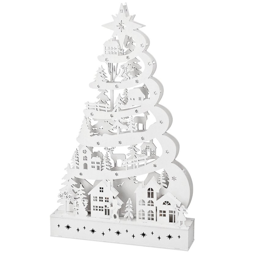 Dekorácia na vianočný stromček s LED osvetlením 45 cm biela