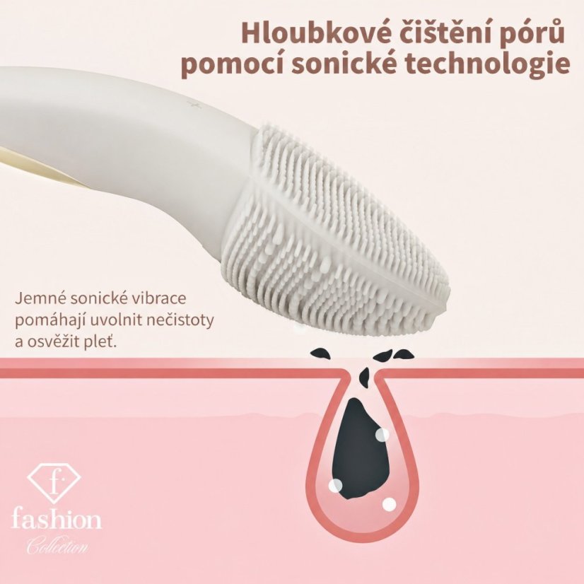 Sonický čisticí kartáček na obličej a pleť silikonový Cream Gold Collection