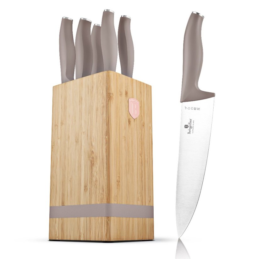 Sada nožů se stojanem BAMBOO 6 ks Taupe Collection