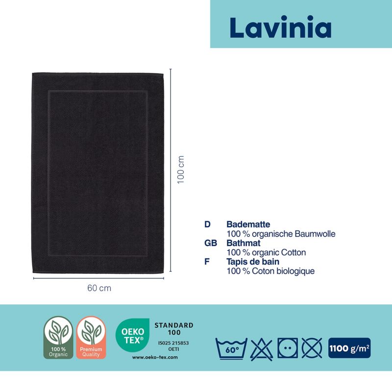 Koupelnová předložka LAVINIA 100% organická bavlna černá 60x100 cm
