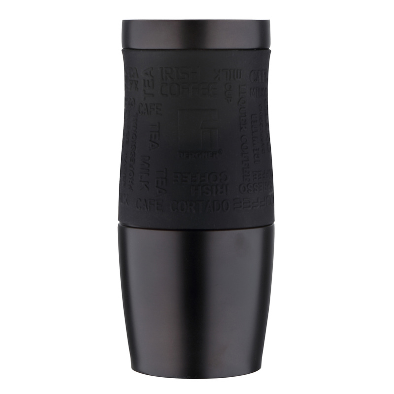 Cana termica cu prindere anti-alunecare 400 ml neagra