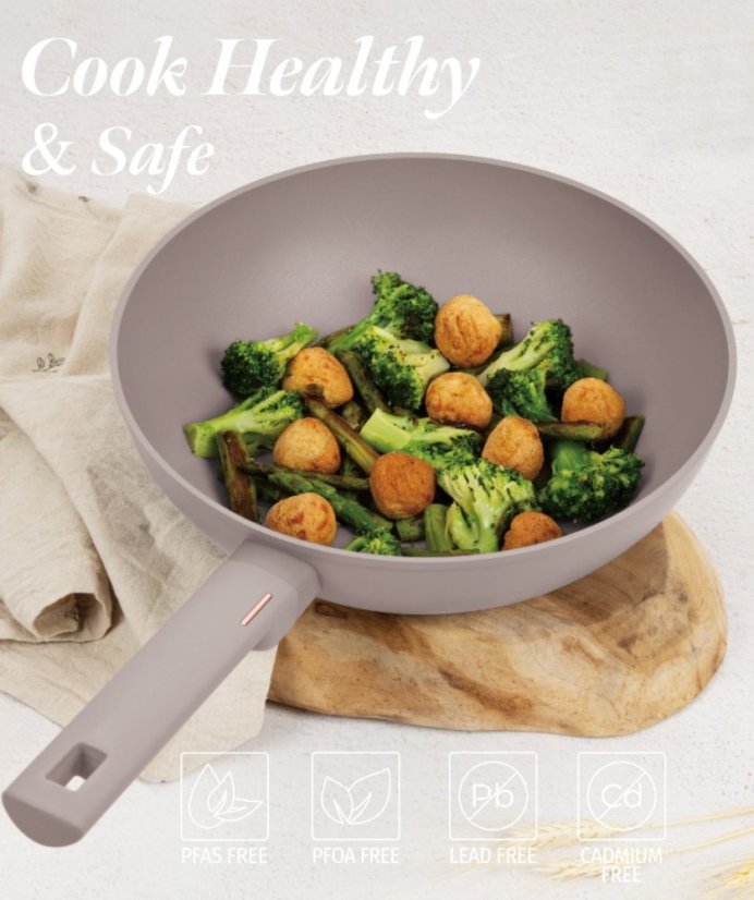 Pánev WOK s titanovým povrchem 28 cm Taupe Collection