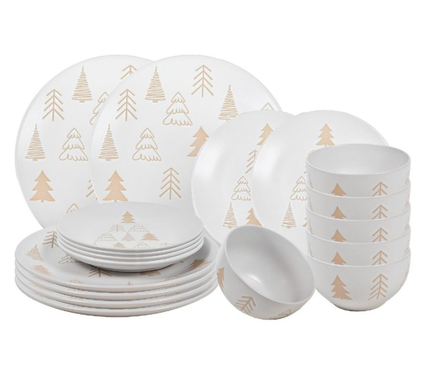 Set farfurii de masă Crăciun 18 buc Copaci albi