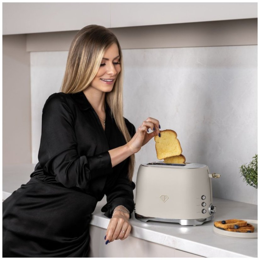 Prăjitor de pâine din oțel inoxidabil, 850 W, din colecția Cream Gold