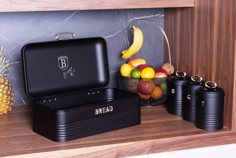 Chlebovka a dóza na potraviny sada 4 ks Matte Black Collection
