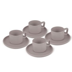 Sada hrnků na espresso s podšálkem 8 ks 100 ml Taupe Collection