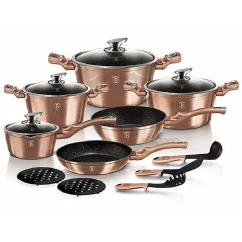 Sada nádobí s mramorovým povrchem 15 ks Rosegold Metallic Line