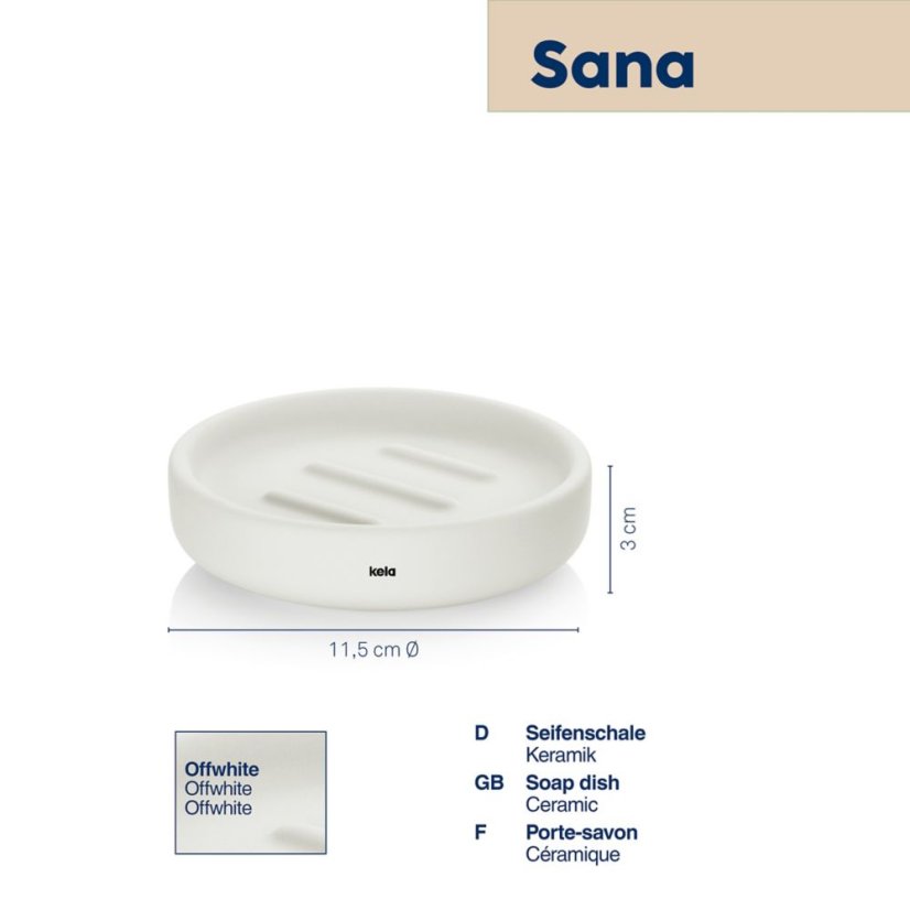 Keramická mýdlenka Sana offwhite 3 cm 11,5 cm