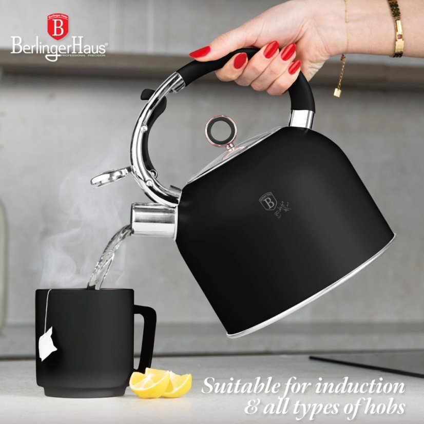 Ceainic cu capac de sticlă, 3 l, colecția Black Rose