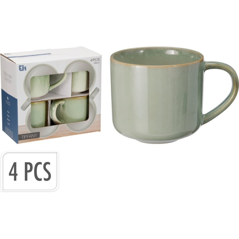 Sada hrnků 4 ks 330 ml zelená