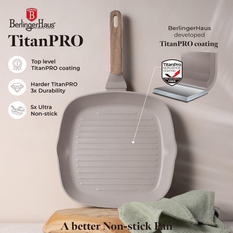 Sada pánví s titanovým povrchem 3 ks Taupe Nordic Collection